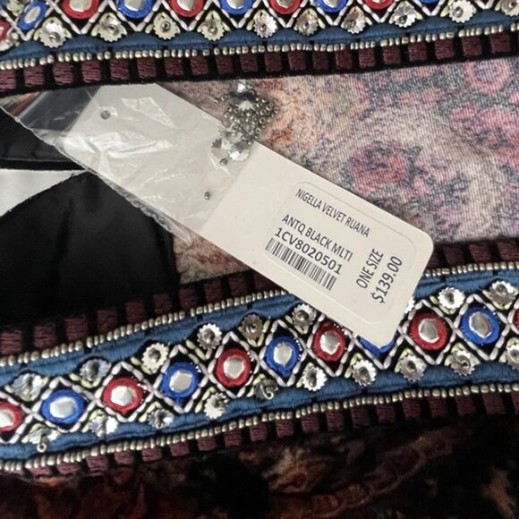 Soft Surroundings Boho Ruana Jacket Beaded Embroidered Velvet - Picture 12 of 15